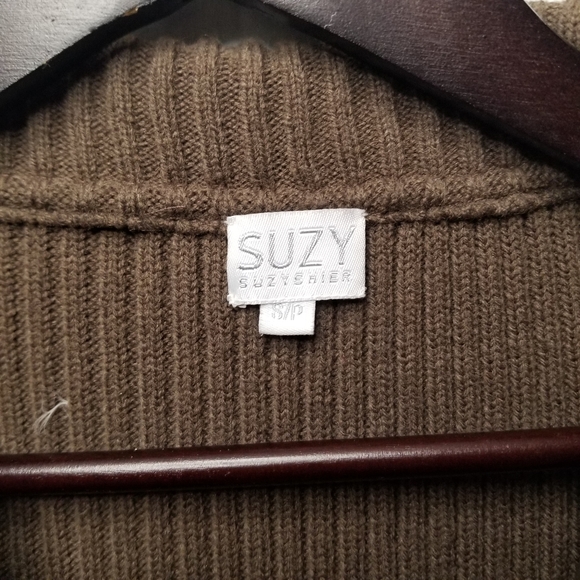 SUZY SHIER puffy double two way zip up brown vest - Picture 2 of 9